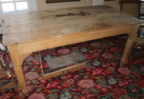 A pine kitchen table, W.183cm